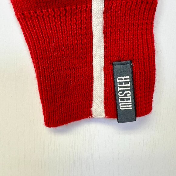 Meister Women’s Medium Ski Sweater Red Wool Blend Quarter Zip Snowflake Nordic - Picture 7 of 8